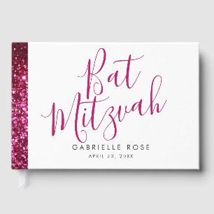 Hot Pink Glitter Sparkly Modern Gästebuch