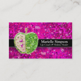 Hot Pink Glitzer Apple Holistic Healer Nutrition Visitenkarte