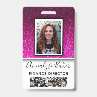 Hot PInk Glitzer Beruflich CNA Nurse Foto Name Ausweis