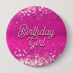 Hot Pink Glitzer Bokeh Benutzerdefinierter Text Button