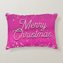 Hot Pink Glitzer Bokeh Benutzerdefinierter Text Dekokissen