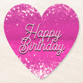 Hot Pink Glitzer Bokeh Benutzerdefinierter Text Untersetzer