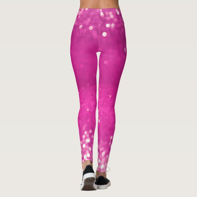 Hot Pink Glitzer Bokeh Leggings (Rückseite)