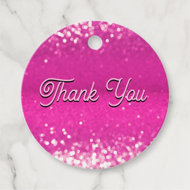 Hot Pink Glitzer Bokeh Vielen Dank Geschenkanhänger (Vorderseite)