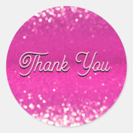 Hot Pink Glitzer Bokeh Vielen Dank Runder Aufkleber