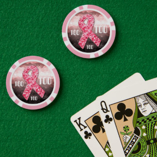 Hot-Pink-Glitzer Brustkrebs-Überlebens-Coach Pokerchips