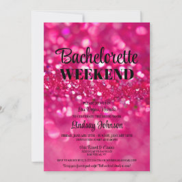 Hot Pink Glitzer Glam Junggeselinnen-Abschied Week Einladung