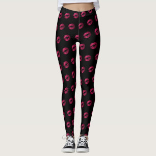 Hot Pink Glitzer Lipstick-Muster Leggings