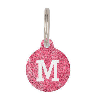 Hot Pink Glitzer Monogram Cat Dog Lost gefunden Tiermarke