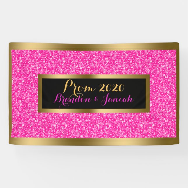 Hot-Pink-Glitzer-Muster mit Gold Banner (Horizontal)