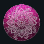 Hot Pink Glitzer Ombre Boho Chic Floral Mandala Dartscheibe<br><div class="desc">Wie kann man sich besser sportlich betätigen als mit diesem funkelnd Dartboard mit einem Imitat Glitzer ombre Hintergrund? Weiß,  boho chic Blumenmandala Design ist Niedlich. Mädchen. Spaß! Erhältlich in vielen anderen funkelnd Farben.</div>