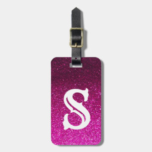 Hot Pink Glitzer Ombre Glitzern Glam Monogram Gepäckanhänger