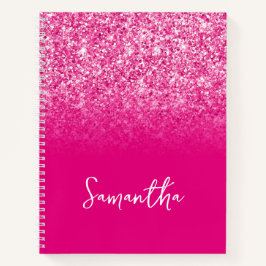 Hot Pink Glitzer Ombre Name Notizbuch