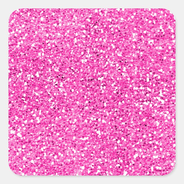 Hot Pink Glitzer Quadratischer Aufkleber (Vorderseite)