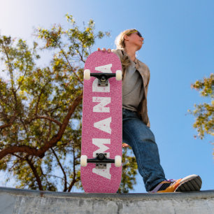 Hot Pink Glitzer Skateboard personalisierter Name