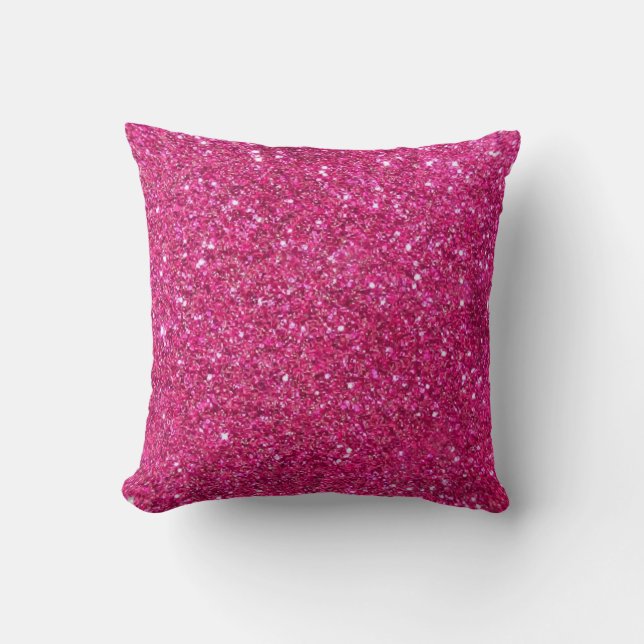 Hot Pink Glitzer Throw Kissen (Vorderseite)