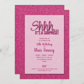 Hot Pink Glitzer ÜBERRASCHUNG Geburtstag Einladung