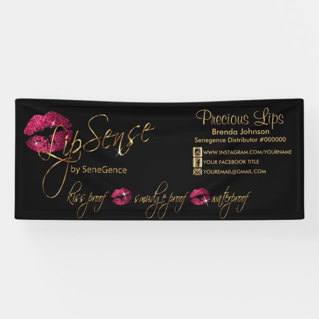 Hot-Pink-Glitzer und Goldenen Lippen 2 Banner (Horizontal)
