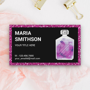 Hot Pink Glitzer Wasserfarbe Parfüm Flasche Visitenkarte