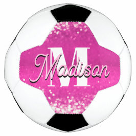 Hot Pink Glitzern Bokeh Monogram Fußball