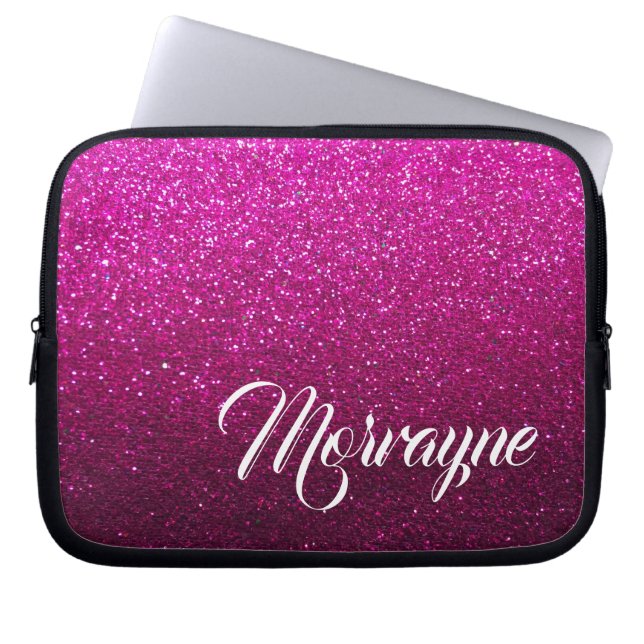Hot Pink Glitzern Glam Ombre Glitzern Extravagant  Laptopschutzhülle (Vorderseite)