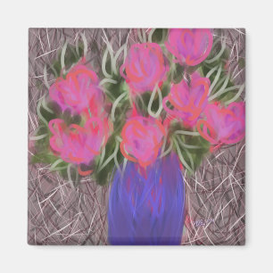 Hot Pink Glow Bouquet Originale Kunst Magnet