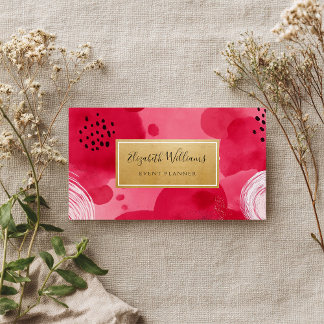 Hot Pink Gold Abstract Business Cards