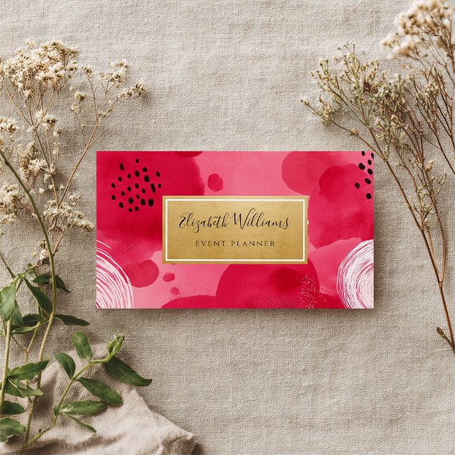 Hot Pink Gold Abstract Business Cards (Von Creator hochgeladen)