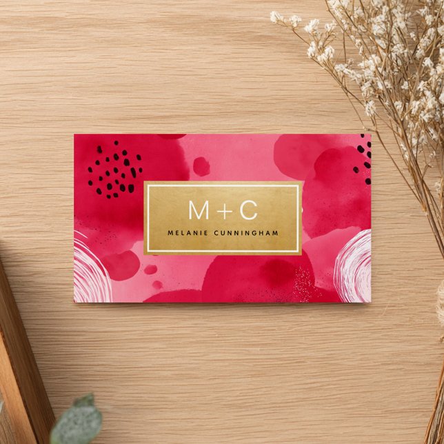 Hot Pink Gold Abstract Business Cards (Von Creator hochgeladen)