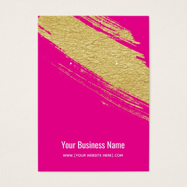 Hot Pink Gold Brush Ohrring Display Cards (Vorderseite)
