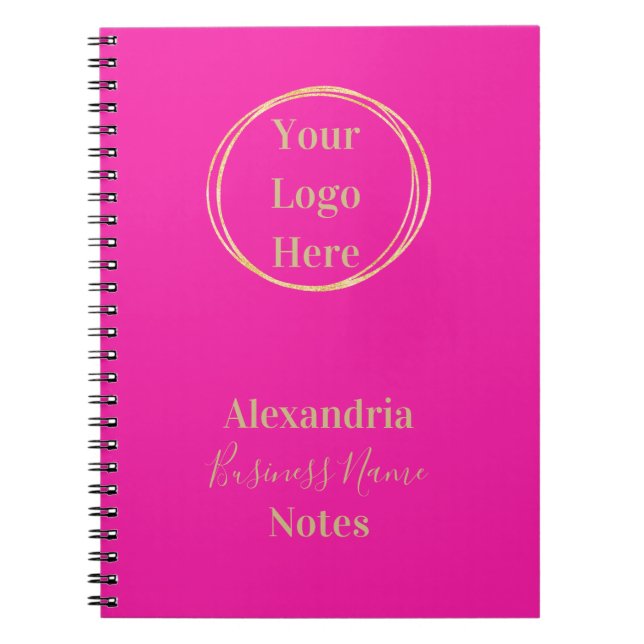 Hot Pink Gold Custom Logo Business Notes Notizblock (Vorderseite)