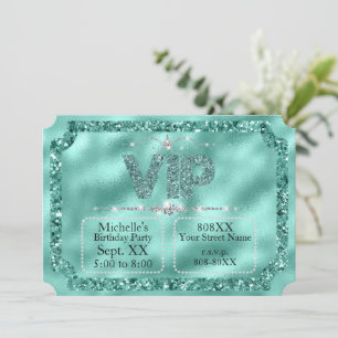 Hot Pink & Gold Diamonds und Glitzer Ticket Einladung