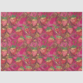 Hot Pink Gold Erdbeere Weinmuster Seidenpapier