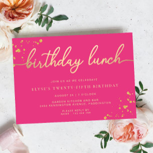 Hot Pink Gold Geburtstagsessen Einladung