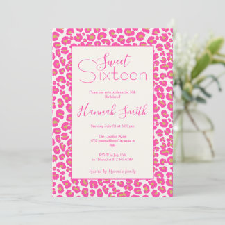 Hot Pink Gold Leopard Muster Einladung