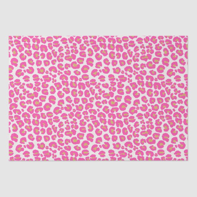 Hot Pink Gold Leopard Muster Seidenpapier (Vorderseite)