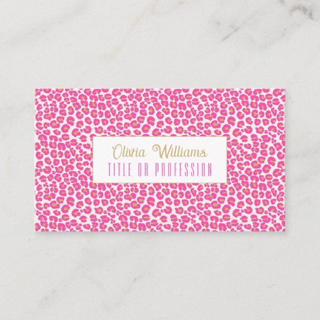 Hot Pink Gold Leopard Muster Visitenkarte (Vorderseite)