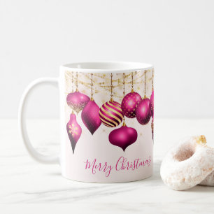 Hot Pink Gold Ornamente Frohe Weihnachten Kaffeetasse