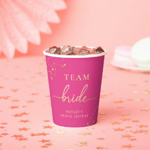 Hot Pink Gold Team Bridge Pappbecher