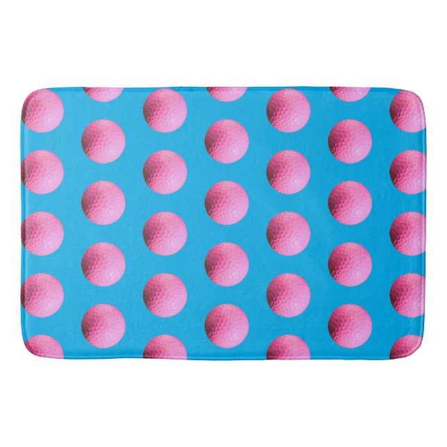 Hot Pink Golf Ball Muster Blauer Bademantel Badematte (Vorderseite)