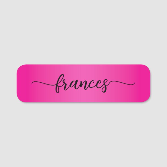Hot Pink Gradient Handgeschriebenes Script Namensschild (Vorderseite)