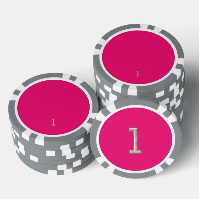 Hot Pink, grau, 1 Streifen Poker Chip (Stapel)