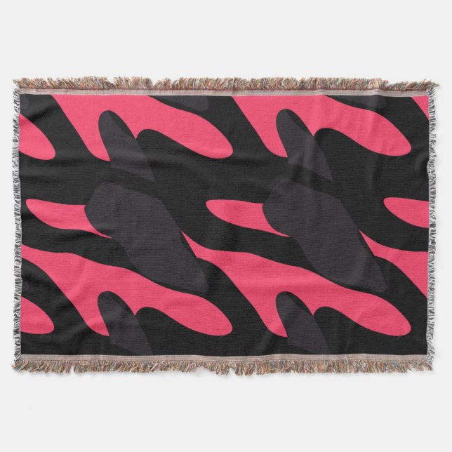 Hot pink, gray and black Camo abstract Decke (Vorderseite)