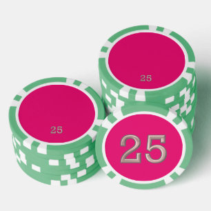 Hot Pink green 25 gestreifter Poker-Chip Pokerchips