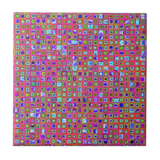 Hot Pink, Green And Purple Funky Tiles Pattern Fliese (Vorderseite)