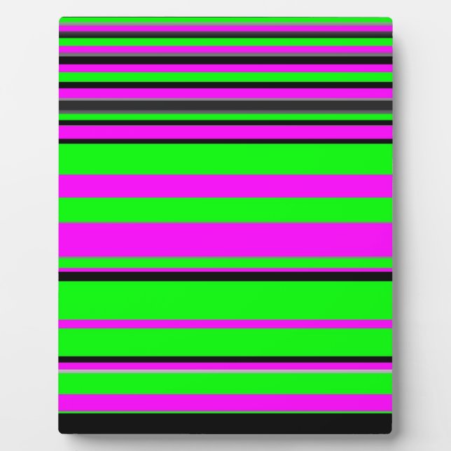 Hot Pink Green Black Colorful Stripe Muster Fotoplatte (Vorderseite)