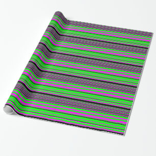 Hot Pink Green Black Colorful Stripe Muster Geschenkpapier