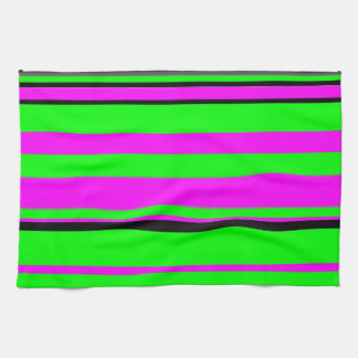 Hot Pink Green Black Colorful Stripe Muster Handtuch