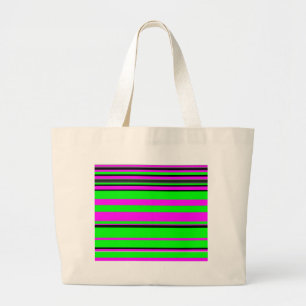 Hot Pink Green Black Colorful Stripe Muster Jumbo Stoffbeutel
