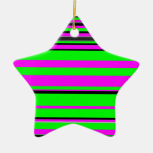Hot Pink Green Black Colorful Stripe Muster Keramikornament